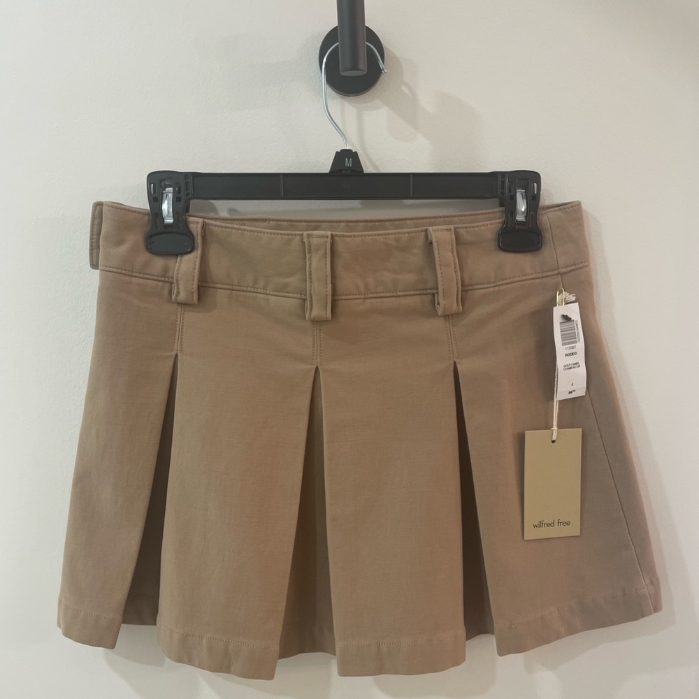 Wilfred Khaki Pleated Mini Skirt